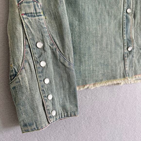 Le Superbe Surf Cowboy Pearl Button Western Shirt Sun Faded Denim Revolve Sz 8 - Picture 4 of 12